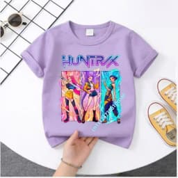 2026 Hot Movie Soft Cotton Baby Girls T Shirt Children's Clothing KPop Demon Hunters Fans Gifts Kids Clothes Fashion Casual Tops