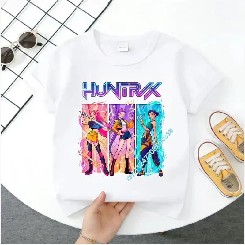 2026 Hot Movie Soft Cotton Baby Girls T Shirt Children's Clothing KPop Demon Hunters Fans Gifts Kids Clothes Fashion Casual Tops