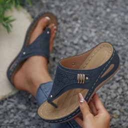 Large Size Casual Sandals Women Summer New Thick Sole Clip-toe Hollowed Ladies Slides Flip Flops Wedge Heel Solid Color Slippers
