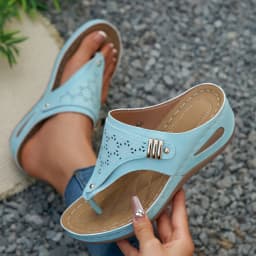 Large Size Casual Sandals Women Summer New Thick Sole Clip-toe Hollowed Ladies Slides Flip Flops Wedge Heel Solid Color Slippers