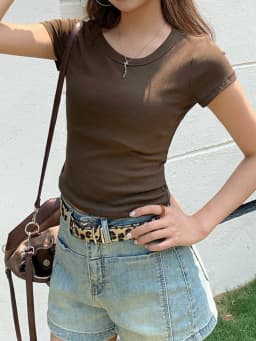 2026 Summer New Slim Fit Solid Color Casual Top Korean Style Simple Cotton Short Sleeve Tees Women T-Shirt Y2K Clothes