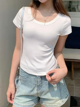 2026 Summer New Slim Fit Solid Color Casual Top Korean Style Simple Cotton Short Sleeve Tees Women T-Shirt Y2K Clothes