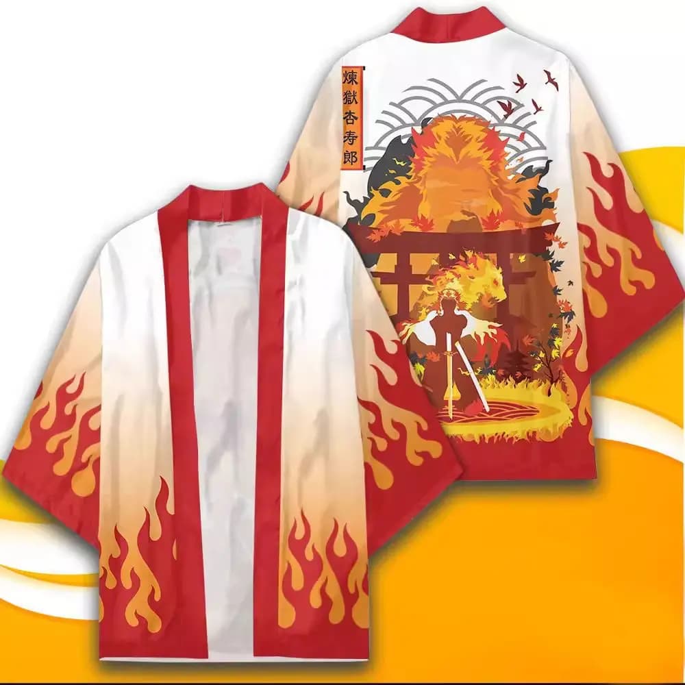 Japanese Anime Character Printed Kimono Cardigan Men Women Summer Butterfly Kochou Shinobu Printed Japanese Traditional Costume