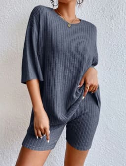 Spring Summer Short Sleeve T Shirt Short Pants Two Piece Set Women Casual Loose O Neck Top High Waist Tracksuit Female Outfits