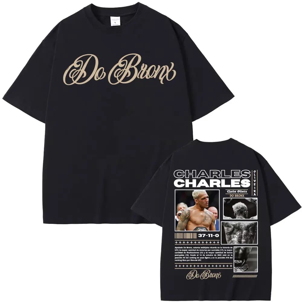 Charles Oliveira Do Bronx Print T-shirts Men Women Fashion Vintage Classic T Shirt High Quality Cotton Casual T-shirt Streetwear