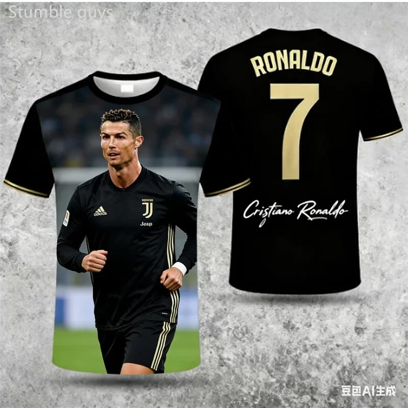 Men's Summer Outdoor Sportswear Ronaldo #7 T-shirt Quick Dry Breathable Jersey Kids Boys Clothes