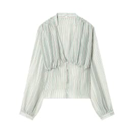 Women's Striped Shirt wirh Fit Waist Spring Summer V Neck Long Sleeve Button Women Shirts Female Chic Tops