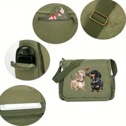 Casual Womens Messenger Bag Canvas Dachshund Print Large Capacity Mens Crossbody Bag Travel Shoulder Bag