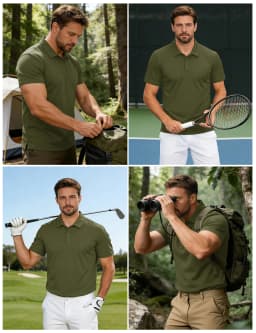 MAGCOMSEN Mens Polo Shirts Short Sleeve Quick Dry Breathable Pique Golf Shirt Tactical Collared Casual Work Shirt