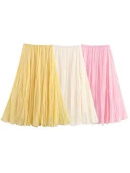 HH Women Multi Color Pleated Skirt Elastic Waist A Line Long Skirt For Summer Casual Beach Vacation Daily Outfits