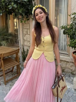 HH Women Multi Color Pleated Skirt Elastic Waist A Line Long Skirt For Summer Casual Beach Vacation Daily Outfits