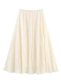 HH Women Multi Color Pleated Skirt Elastic Waist A Line Long Skirt For Summer Casual Beach Vacation Daily Outfits