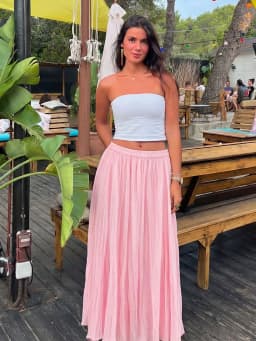 HH Women Multi Color Pleated Skirt Elastic Waist A Line Long Skirt For Summer Casual Beach Vacation Daily Outfits