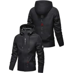 Men'S All-Season Heavy-Duty Motorcycle Jacket - Full-Zip Windproof Hooded Jacket,Commuting, Travel, Outdoor Activities