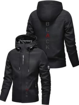 Men'S All-Season Heavy-Duty Motorcycle Jacket - Full-Zip Windproof Hooded Jacket,Commuting, Travel, Outdoor Activities