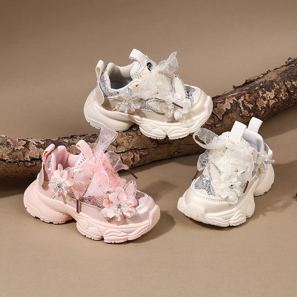 Spring 2026 Toddler Girls Sport Shoes Bling Soft Sole Breathable Outdoor Tennis Fashion Kids Sneakers Children Shoes