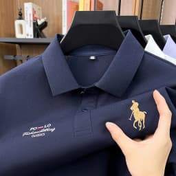 High End Brand Polo Shirt Men's New Summer Heavyweight Embroidery Small Horse Logo Lapel T-shirt Loose Casual Top