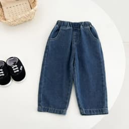 Solid-colored non-crotch jeans for boys and girls, versatile pure cotton pants, and fashionable Spring and autumn long pants for