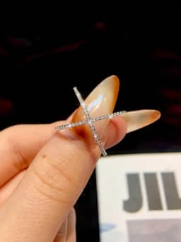 Fashion Simple Real Moissanite Diamond X shaped Ring for Women Party 925 Sterling Silver High Quality Fine Jewelry