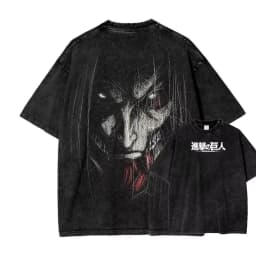 2026 Attack on Titan Eren Jaeger Printed T-shirt Men's and Women's Washed T-shirt High Quality Vintage Cotton T-shirt Y2K Tops