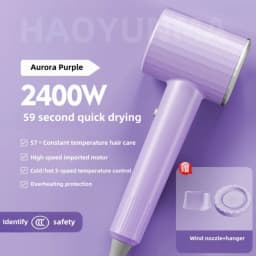 2400W High-Power Hair Dryer, Blue Light Ion Silent Magnetic Suction Hanger, Household Hair Salon Quick Drying Hair Dryer