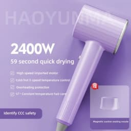 2400W High-Power Hair Dryer, Blue Light Ion Silent Magnetic Suction Hanger, Household Hair Salon Quick Drying Hair Dryer