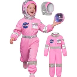 Pop Space-Themed Dress-Up Girls Outfits Pink Kids Astronaut Costume Space Explorer Role-Play Carnival Party Child Jumpsuit BYS17