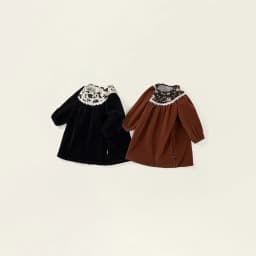 Girls' Hepburn-Style Dress, Spring and Autumn Vintage Velvet Dress for Little Girls, Children's Long-Sleeve Floral Dark-Colored Dress