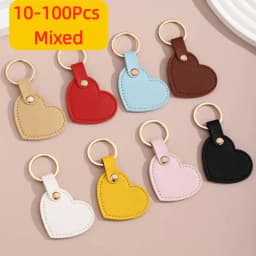 10-100Pcs Leather Heart Key Chain Fashion Leather Heart Shape Keychain Women Car Key Holder Key Ring Charm Bag Car Pendant Gift