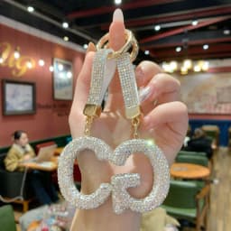 Full Rhinestone English Letter Keychain - Luxury Bag Charm & Car Key Ring, Elegant Small Gift