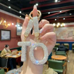 Full Rhinestone English Letter Keychain - Luxury Bag Charm & Car Key Ring, Elegant Small Gift