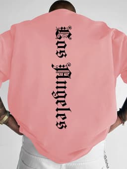 Men's Gothic Streetwear Oversized T-Shirt "Los Angeles" Vertical Script Graphic Print Crew Neck Short Sleeve Tops S-XXL