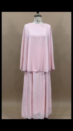 Minimalist Pink Chiffon Stand Collar Dresses Women Trendy Slim Fit Layered Shawl Sleeve Vestido Summer Beach Vacation Daily Gown