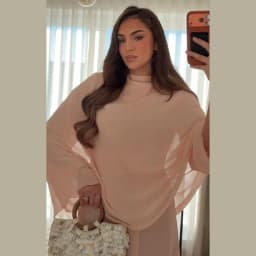 Minimalist Pink Chiffon Stand Collar Dresses Women Trendy Slim Fit Layered Shawl Sleeve Vestido Summer Beach Vacation Daily Gown
