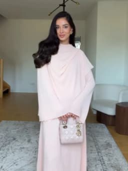 Minimalist Pink Chiffon Stand Collar Dresses Women Trendy Slim Fit Layered Shawl Sleeve Vestido Summer Beach Vacation Daily Gown