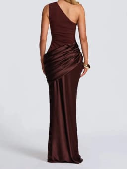 High-End Sexy Irregular Slim-Fit Dress Banquet Style Retro Classical Draping Effect Dress for Women Elegent style