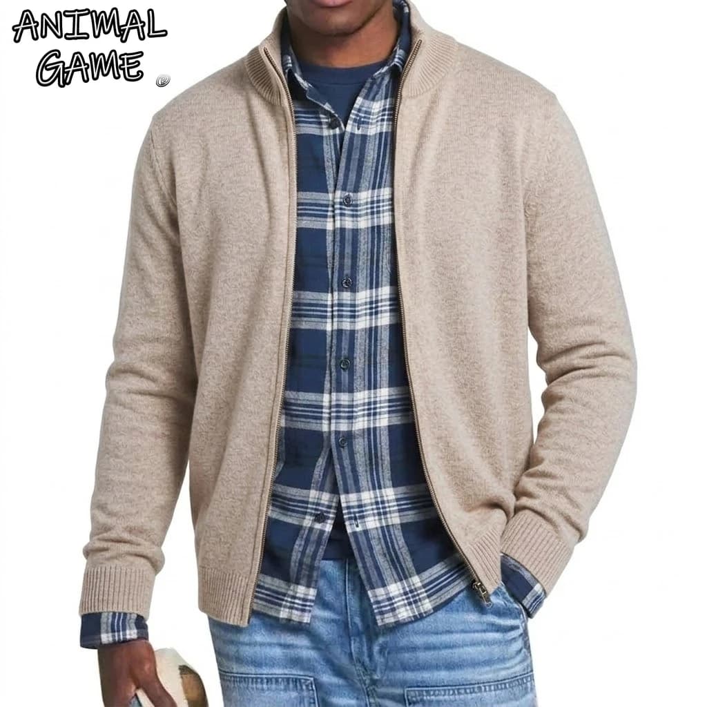 New Men's Casual Knitted Cardigan Sweater Jacket Spring Work Jumper Zip Up Coats Long Sleeve Pullover Solid Gym Sweatshirts Man