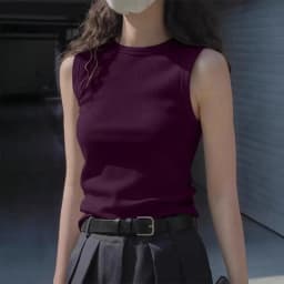 Ladies' Summer Fashion Round Neck Sleeveless Vest Soft Solid Color Suspender Korean Version Slim Fit Versatile Women's Clothing