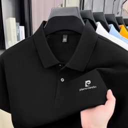 Luxury Brand Men's Letter Embroider Short Sleeve Lapel T-shirt 100% Cotton Polo Shirt Fashionable Commuting Versatile Men's Wear