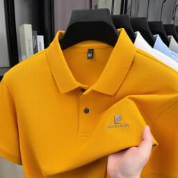 Luxury Brand Men's Letter Embroider Short Sleeve Lapel T-shirt 100% Cotton Polo Shirt Fashionable Commuting Versatile Men's Wear