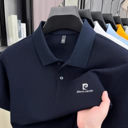 Luxury Brand Men's Letter Embroider Short Sleeve Lapel T-shirt 100% Cotton Polo Shirt Fashionable Commuting Versatile Men's Wear