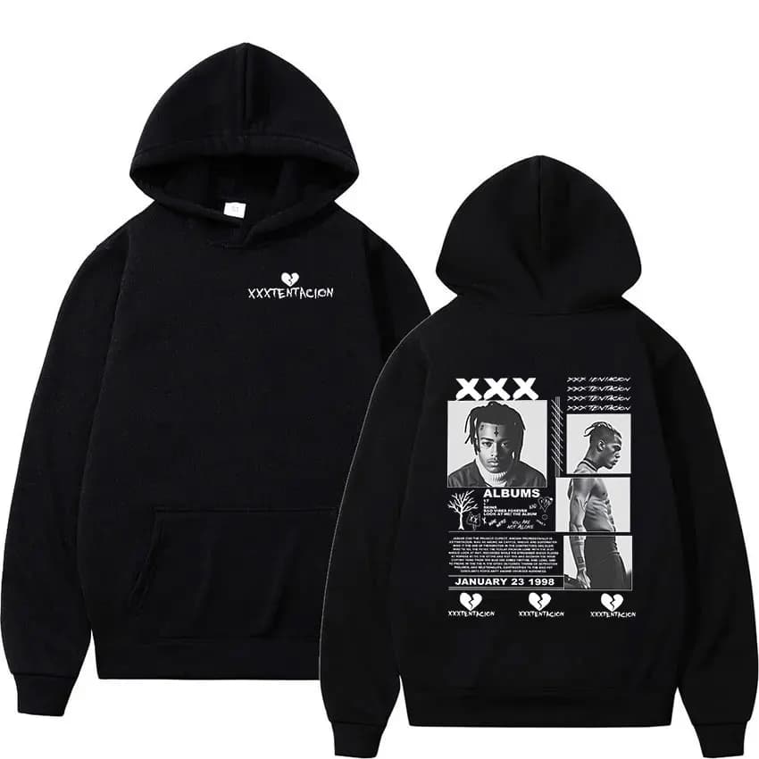 Rapper XXXTentacion Tour 2026 Graphic Hoodie Men's Hip Hop Gothic Pullover Sweatshirt Man Long Sleeve Vintage Hooded Streetwear