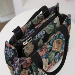 Casual Floral Print Women's Tote Bag Thickened Canvas Lunch Bag Zipper Large Capacity Jacquard Handbag