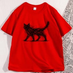 Vintage Cat Line T Shirt Funny Modern Sketch Animal Tee Cat Lover Graphic Tee Elastic Casual Short Sleeve T-shirt Clothes
