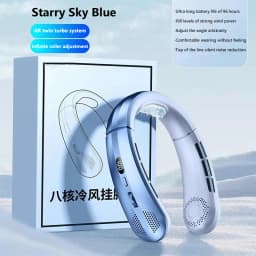 2026 New 8000mAh Portable Hanging Neck Fan Bladeless Neckband Fan Digital Display Power Air Cooler USB Rechargeable Electric Fan