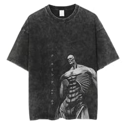 2026 Anime Attack on Titan Eren Jaeger Printed T-shirt Men's and Women's Washed T-shirt High Quality Vintage Cotton T-shirt Top