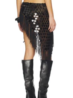 Women's Summer Beach Crochet Shawls Wraps Fishnet Sequin Tassel Hip Scarf Hollow Out Cover Ups Bikini Clubs