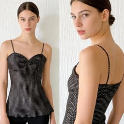 Y2K Aesthetic Black Polka Dot Cami Top Women Retro French Style Folded Bust Sleeveless Crop Tank Sexy Going Out Top