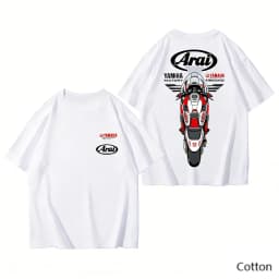 2026 YAMAHA White Oversized Retro Racing Print Cotton T-Shirt Unisex Breathable Biker Street Top