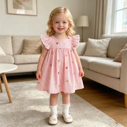 2026 New Summer 2-6Yrs Princess Dress Striped Cute Sweet Baby Girl Pink Round Neck Dress Flying Sleeve Cotton Embroidery Dress